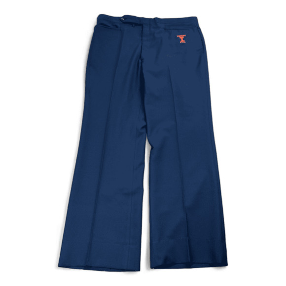 Vintage Fighting Illini Pants Mens 38x31 Blue 80s Marching Band Slacks Creased - Picture 1 of 9